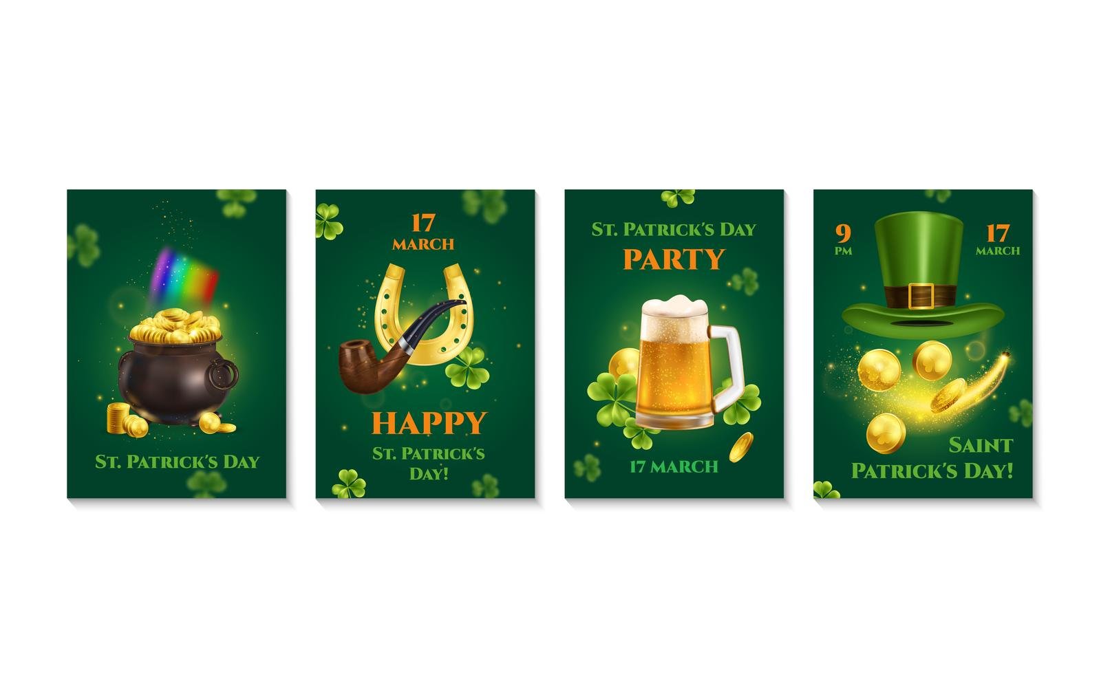 Realistic Patrick Day Banner Set 201230504 Vector Illustration Concept