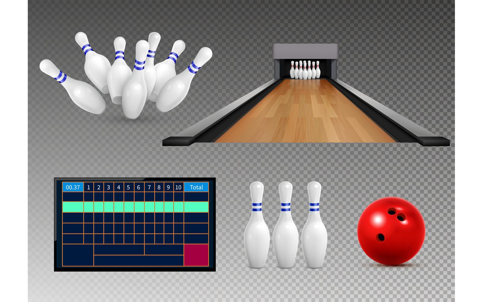 Bowling Realistic Set Transparent 201221127 Vector Illustration Concept