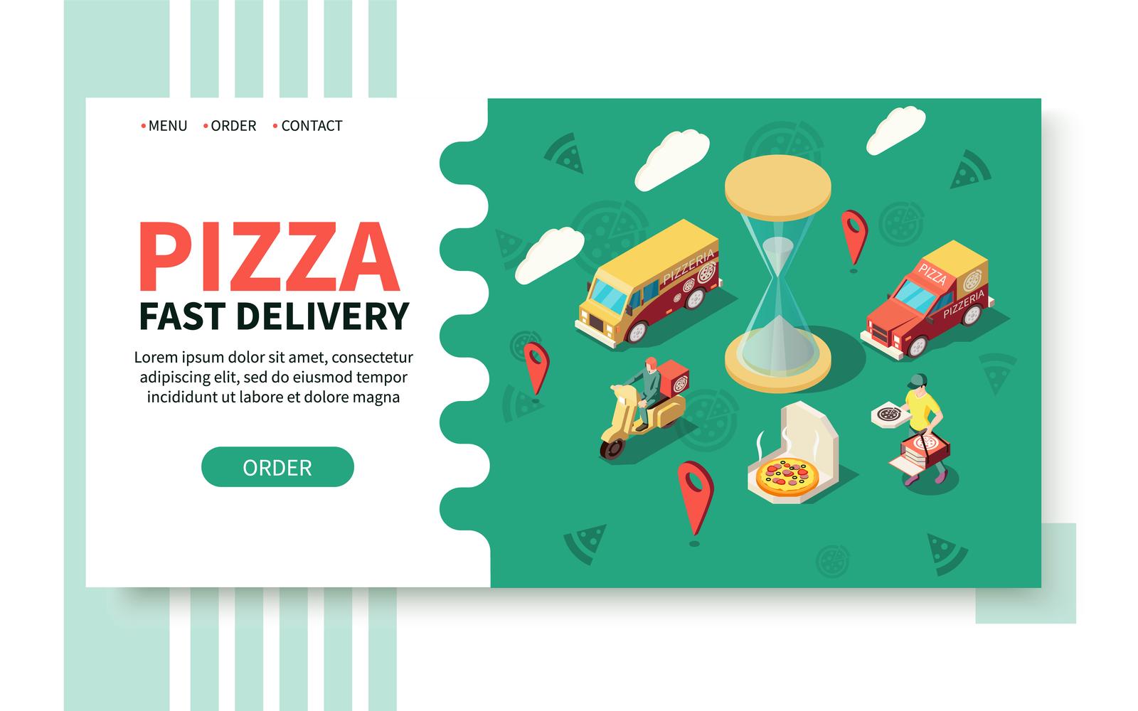 Pizza Production Pizzeria Isometric Website 201160704 Vector Illustration Concept