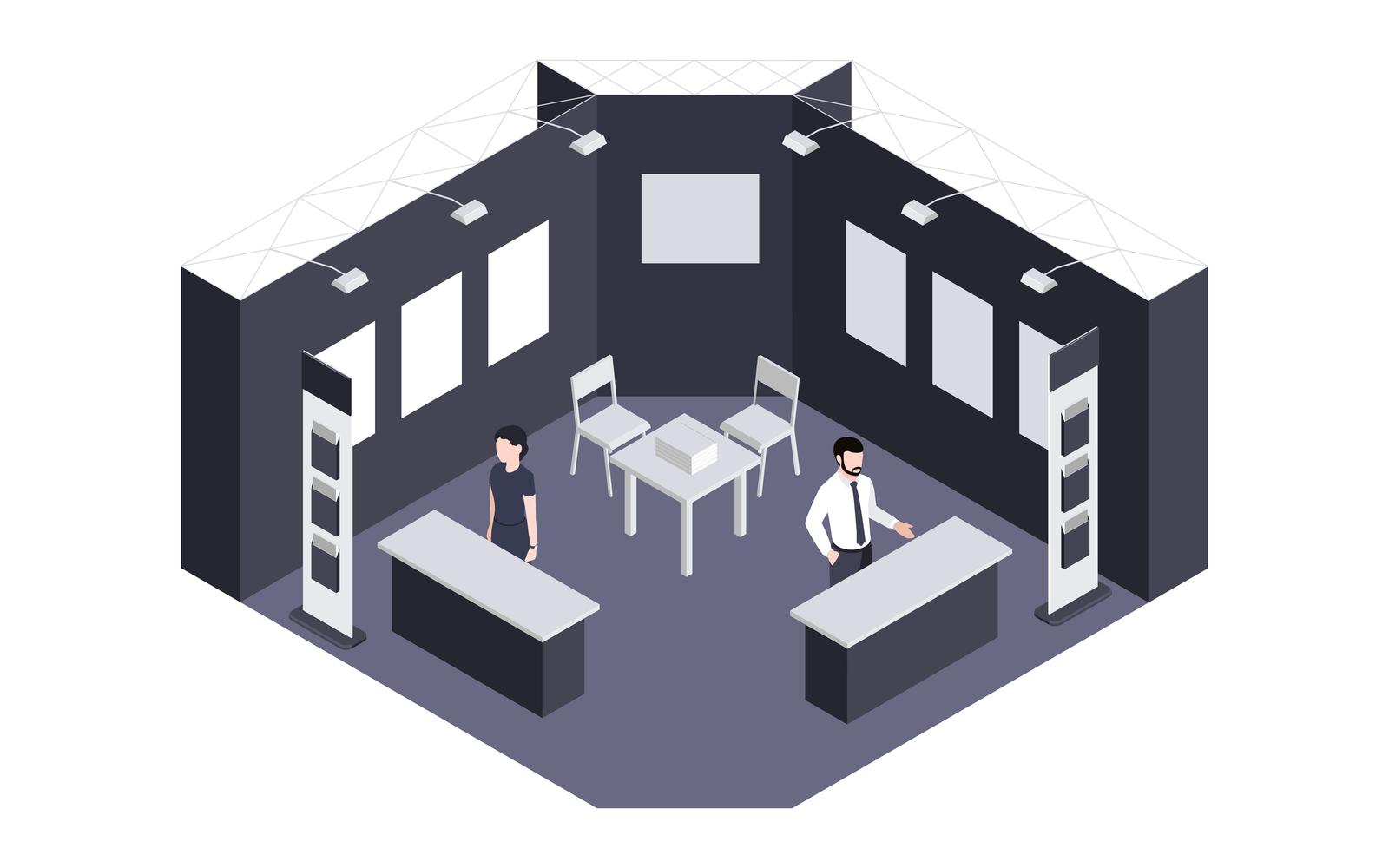 Isometric Expo Stand Exhibition 201150426 Vector Illustration Concept