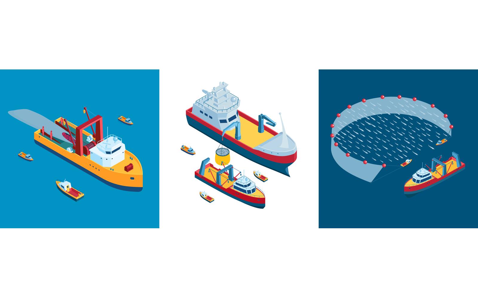 Isometric Commercial Fishing Design Concept 201150413 Vector Illustration Concept