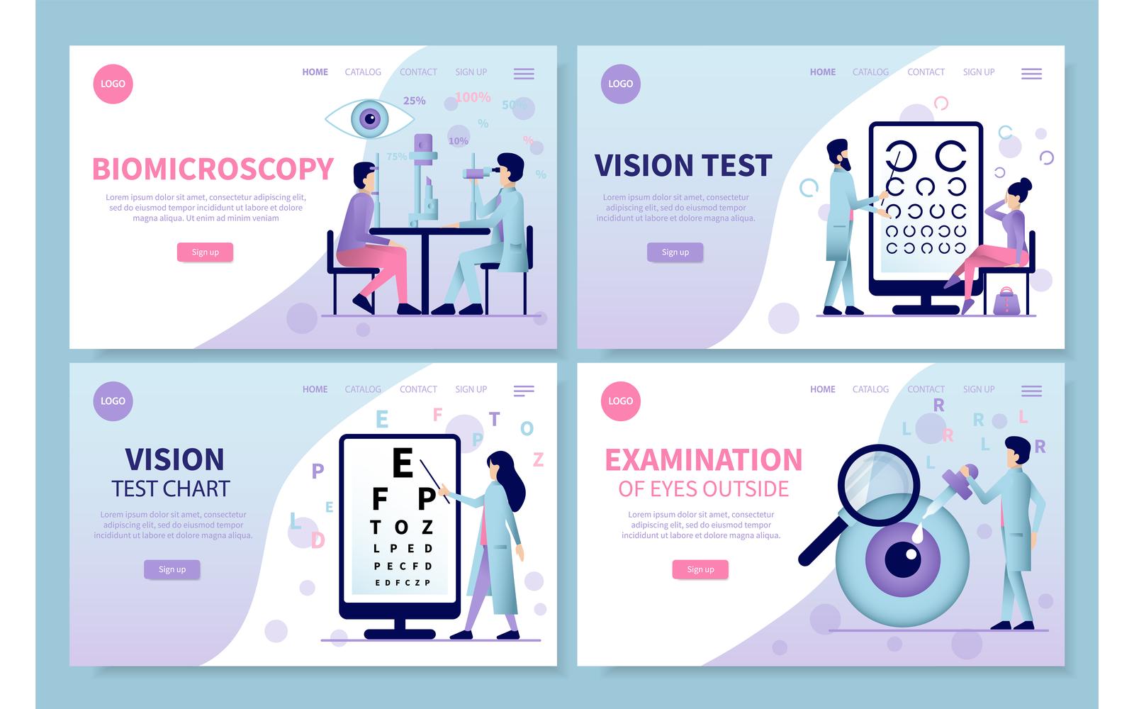 Ophthalmology Flat App Web Site Cards 201160709 Vector Illustration Concept