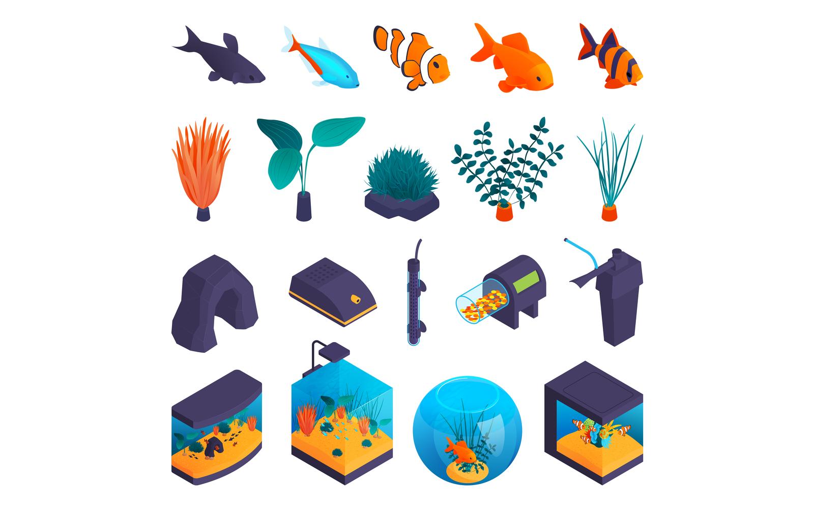 Isometric Aquarium Set 201150428 Vector Illustration Concept