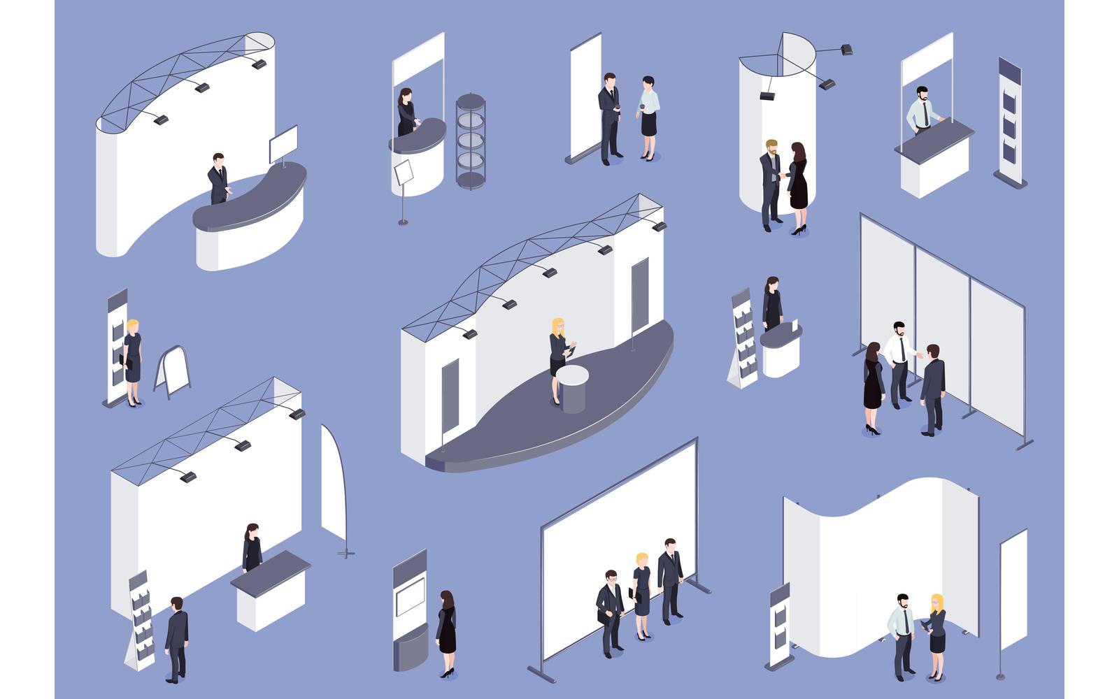 Isometric Expo Stand Exhibition People Set 201150422 Vector Illustration Concept