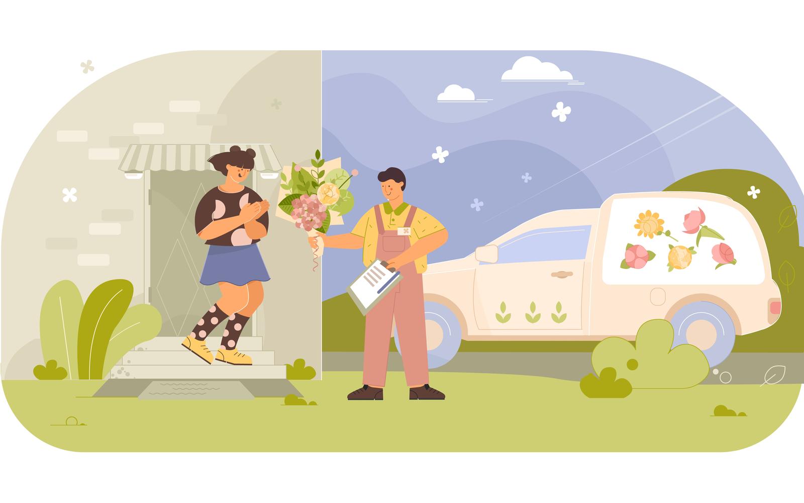 Flower Delivery Flat 201160203 Vector Illustration Concept