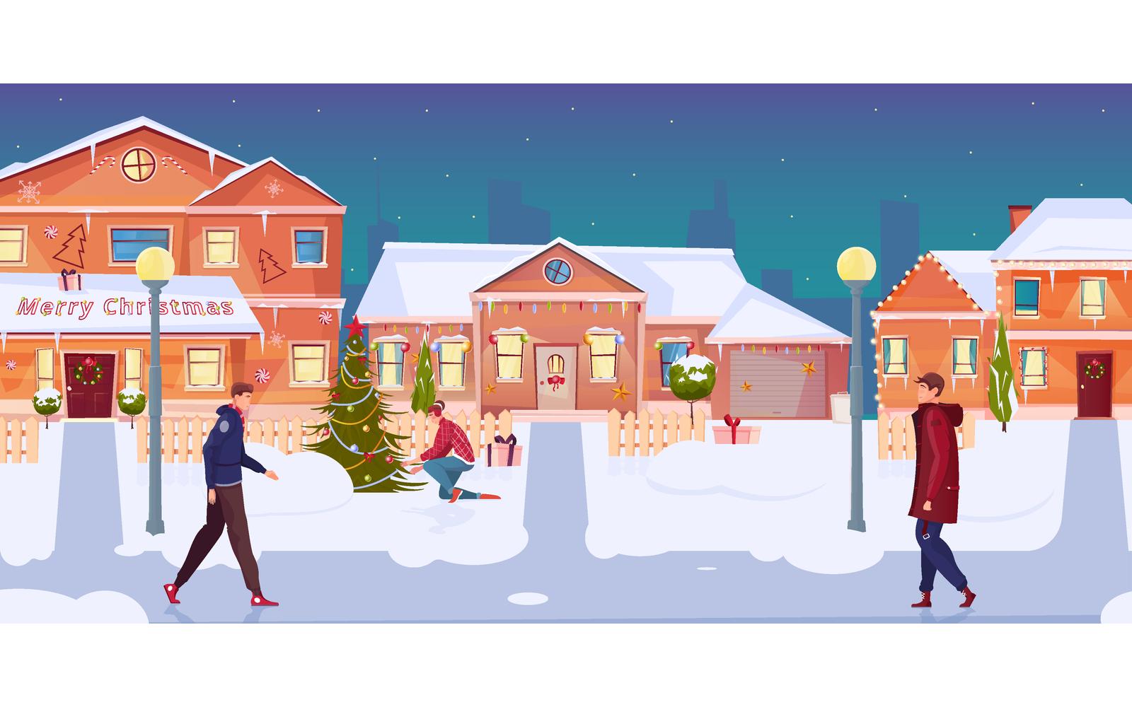 Christmas House Lights Flat 201151104 Vector Illustration Concept