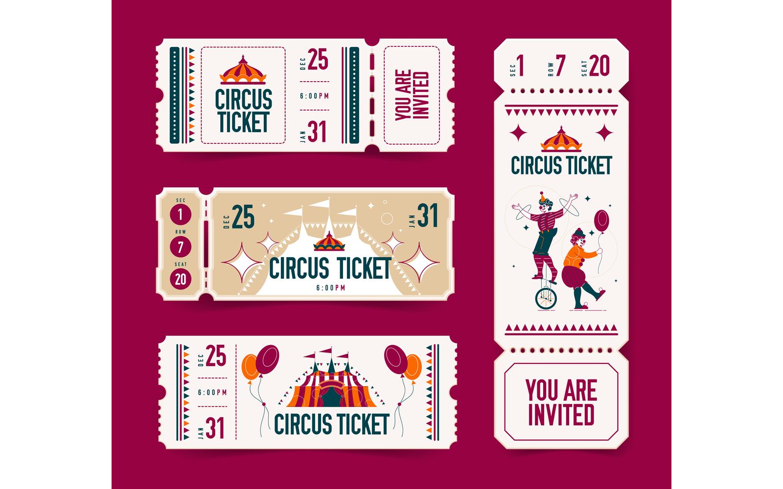 Realistic Empty Ticket Circus Set 201151804 Vector Illustration Concept