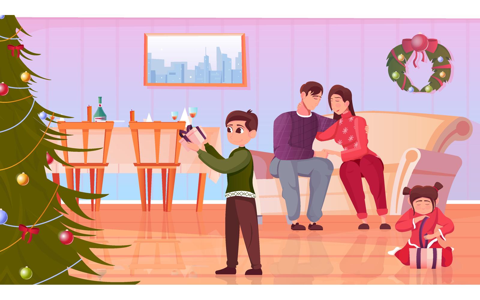 Christmas Family Flat 201151102 Vector Illustration Concept