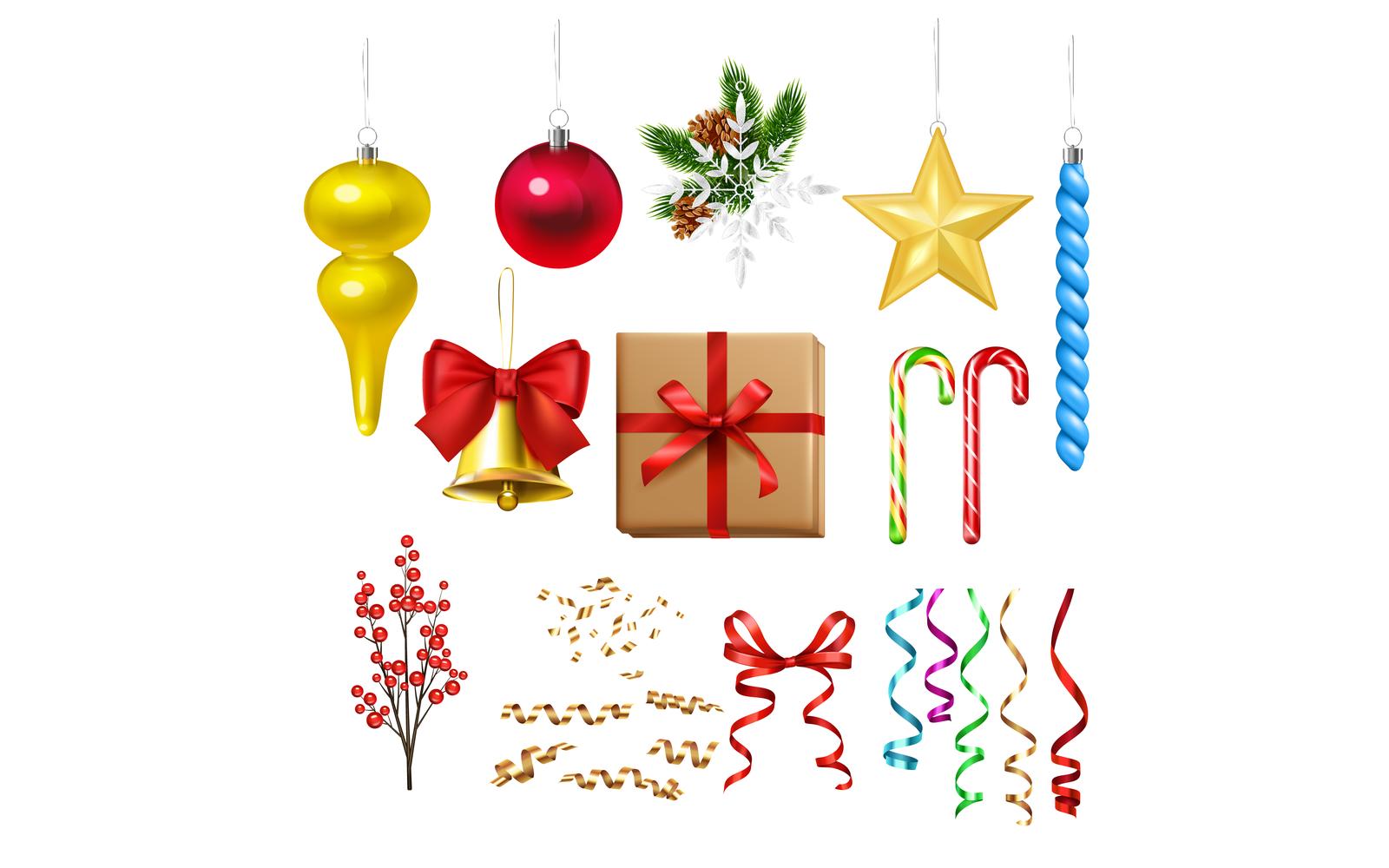 Christmas Decoration Realistic Set 201121101 Vector Illustration Concept