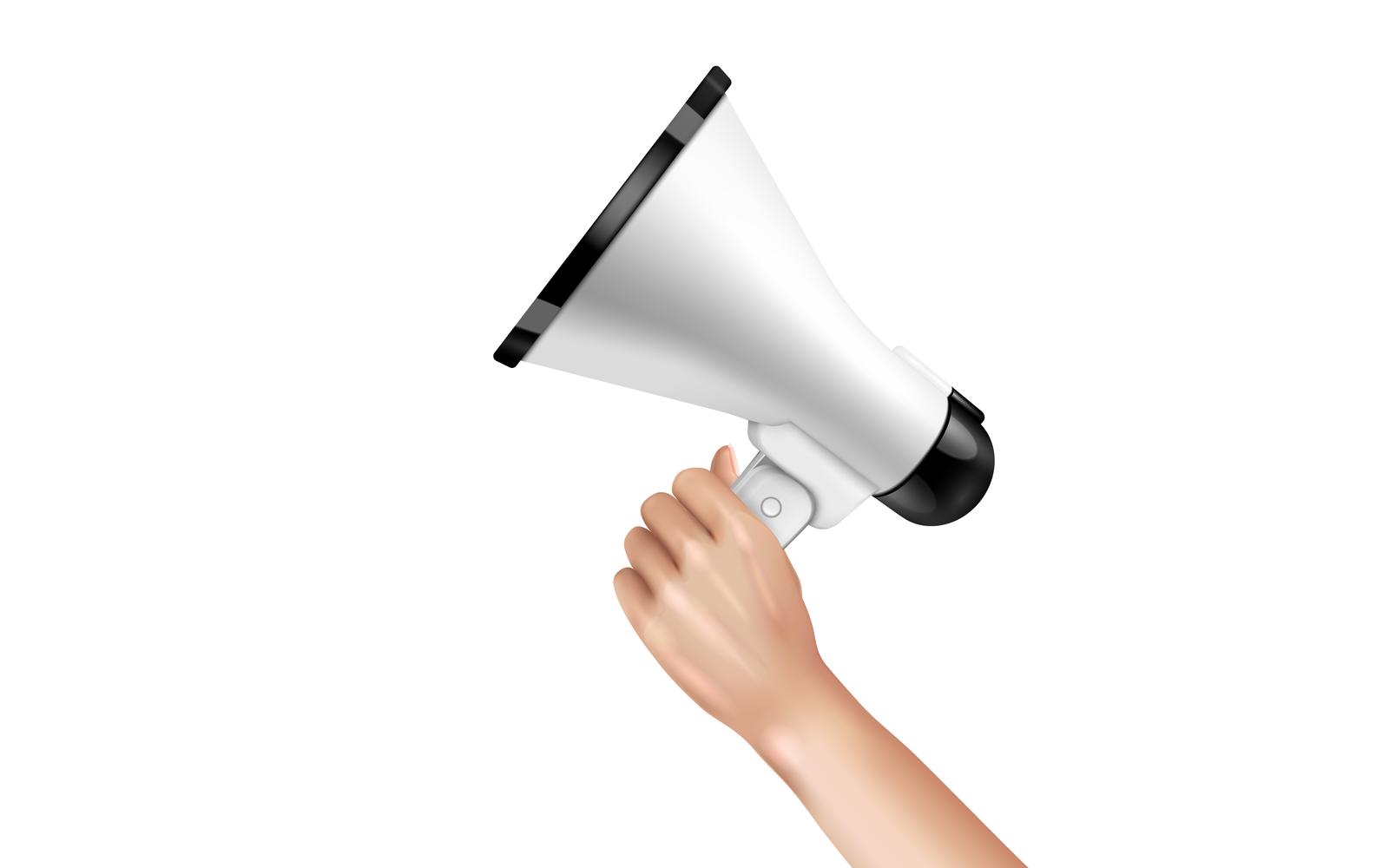 Loudspeaker Megaphone In Hand Realistic 201121132 Vector Illustration Concept