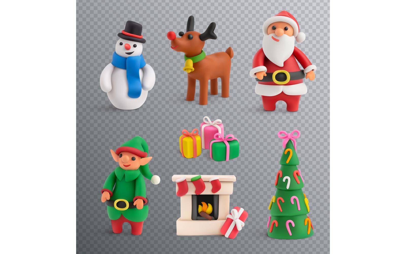 Christmas Plasticine Realistic Transparent Set 201112330 Vector Illustration Concept