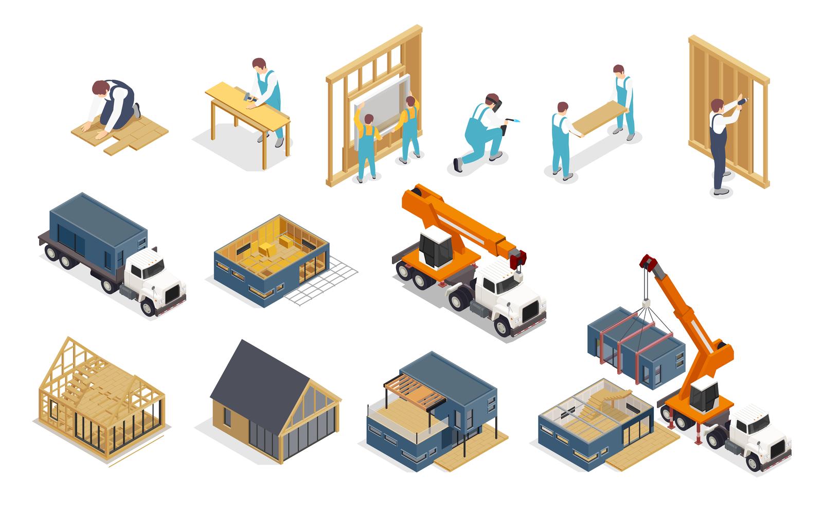 Modular Frame Building Isometric 201120113 Vector Illustration Concept