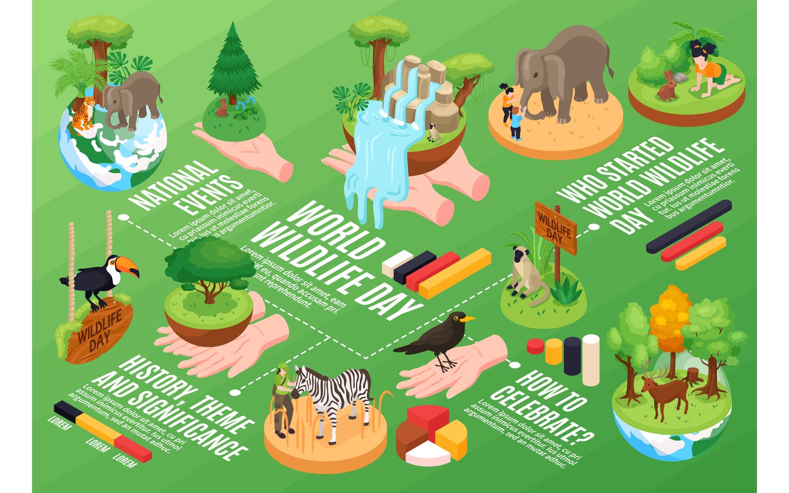 Isometric World Wildlife Day Horizontal Illustration 201112140 Vector Illustration Concept