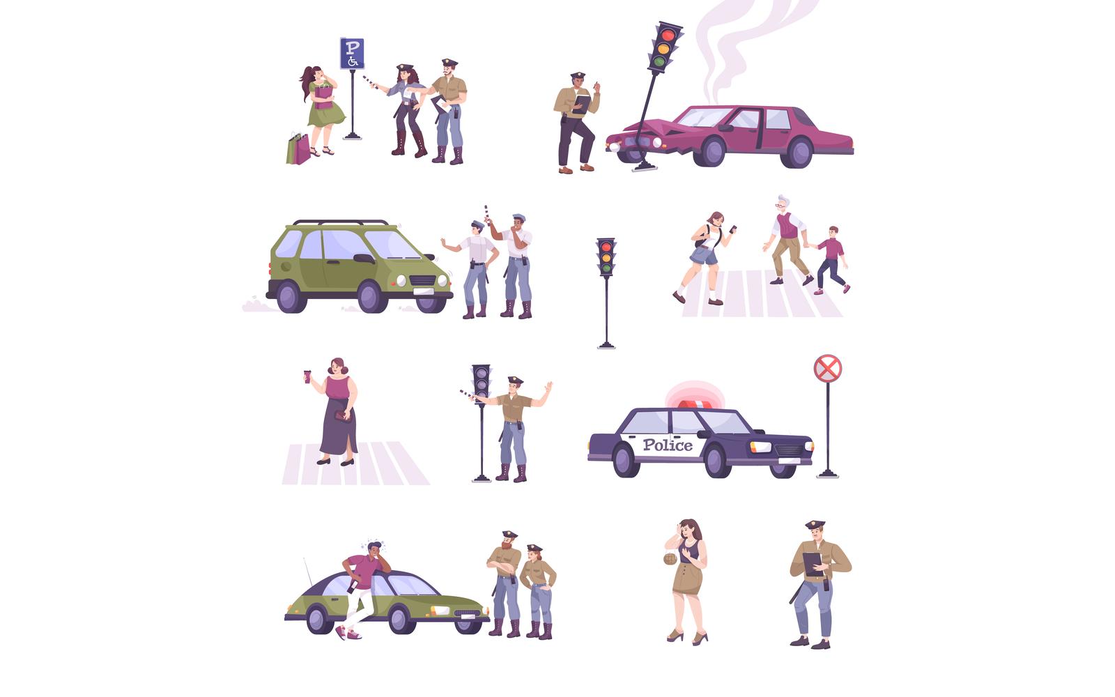 Traffic Police Set Flat 201050743 Vector Illustration Concept