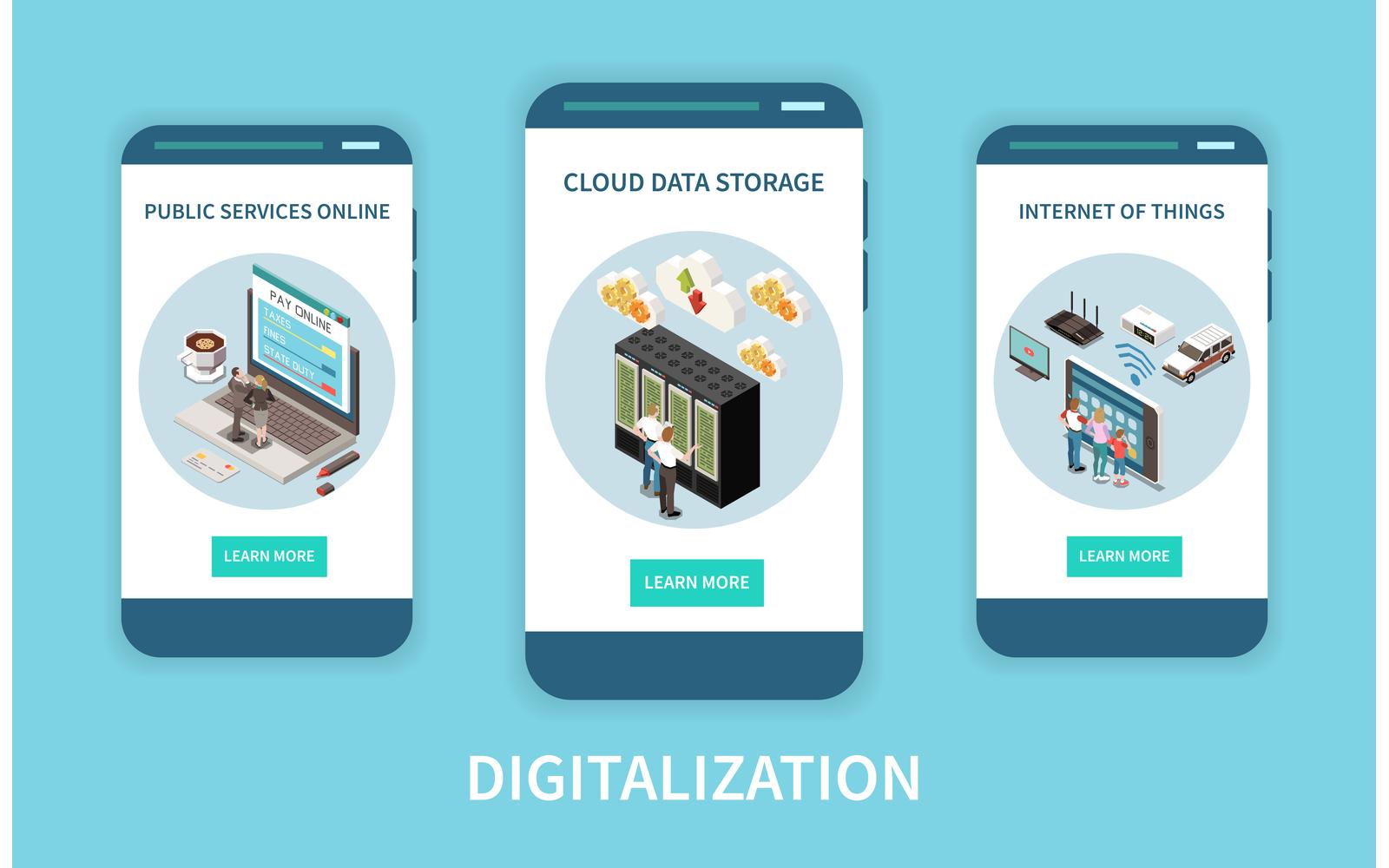 Digital Transformation Digitization Isometric 201110925 Vector Illustration Concept