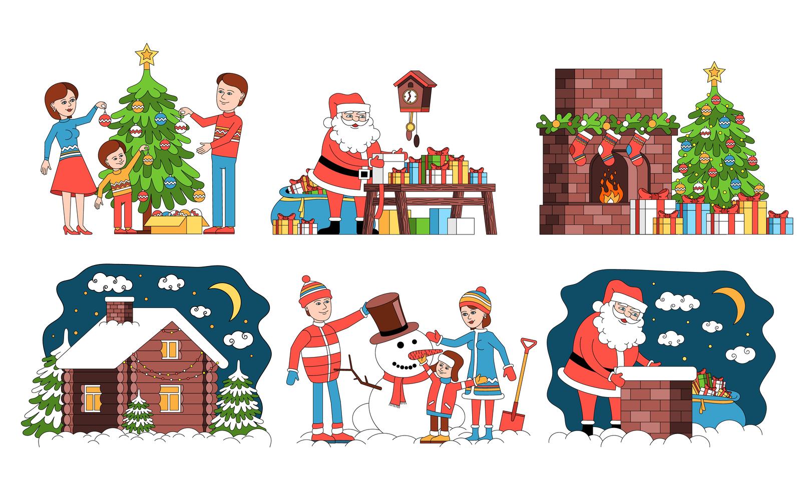 Christmas Coloring Set 201110525 Vector Illustration Concept