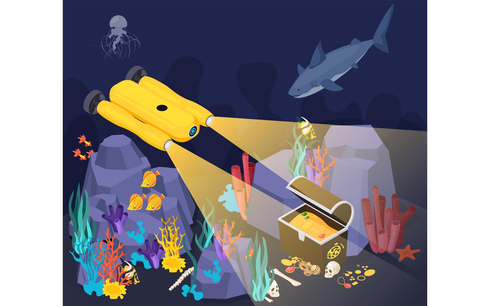 Underwater Vehicles Machines Equipment Isometric 201103910 Vector Illustration Concept