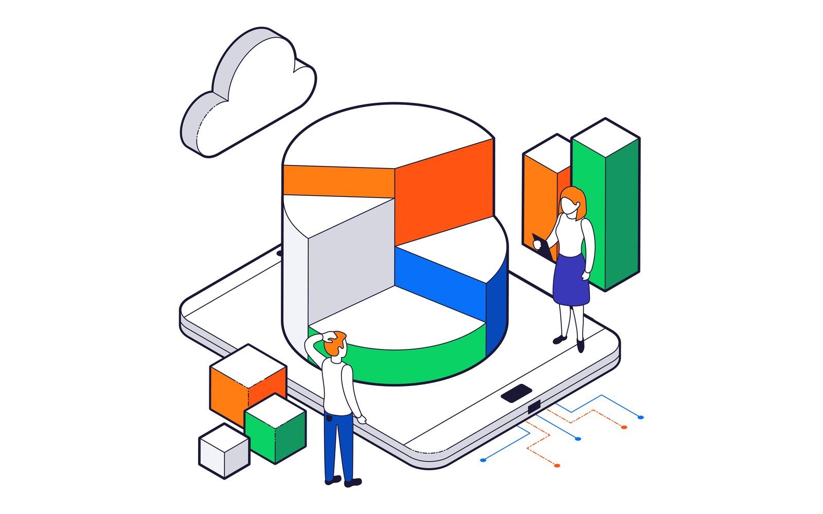 Big Data Science Analysis Isometric Set 201103906 Vector Illustration Concept