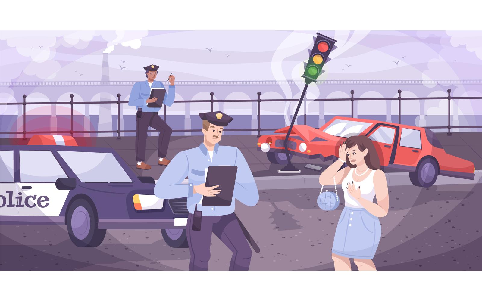 Traffic Police Road Accident Flat 201050736 Vector Illustration Concept