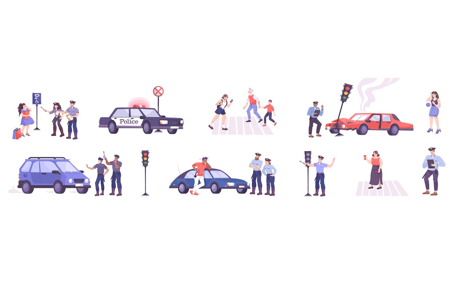 Traffic Police Set Flat 201050734 Vector Illustration Concept