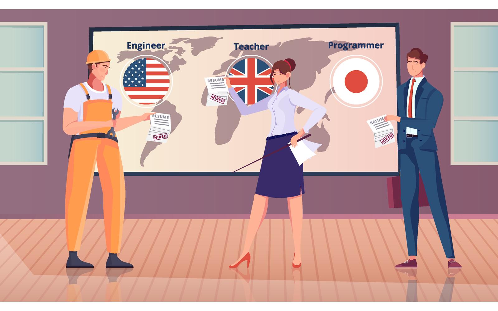 Employment Abroad Flat 201051125 Vector Illustration Concept