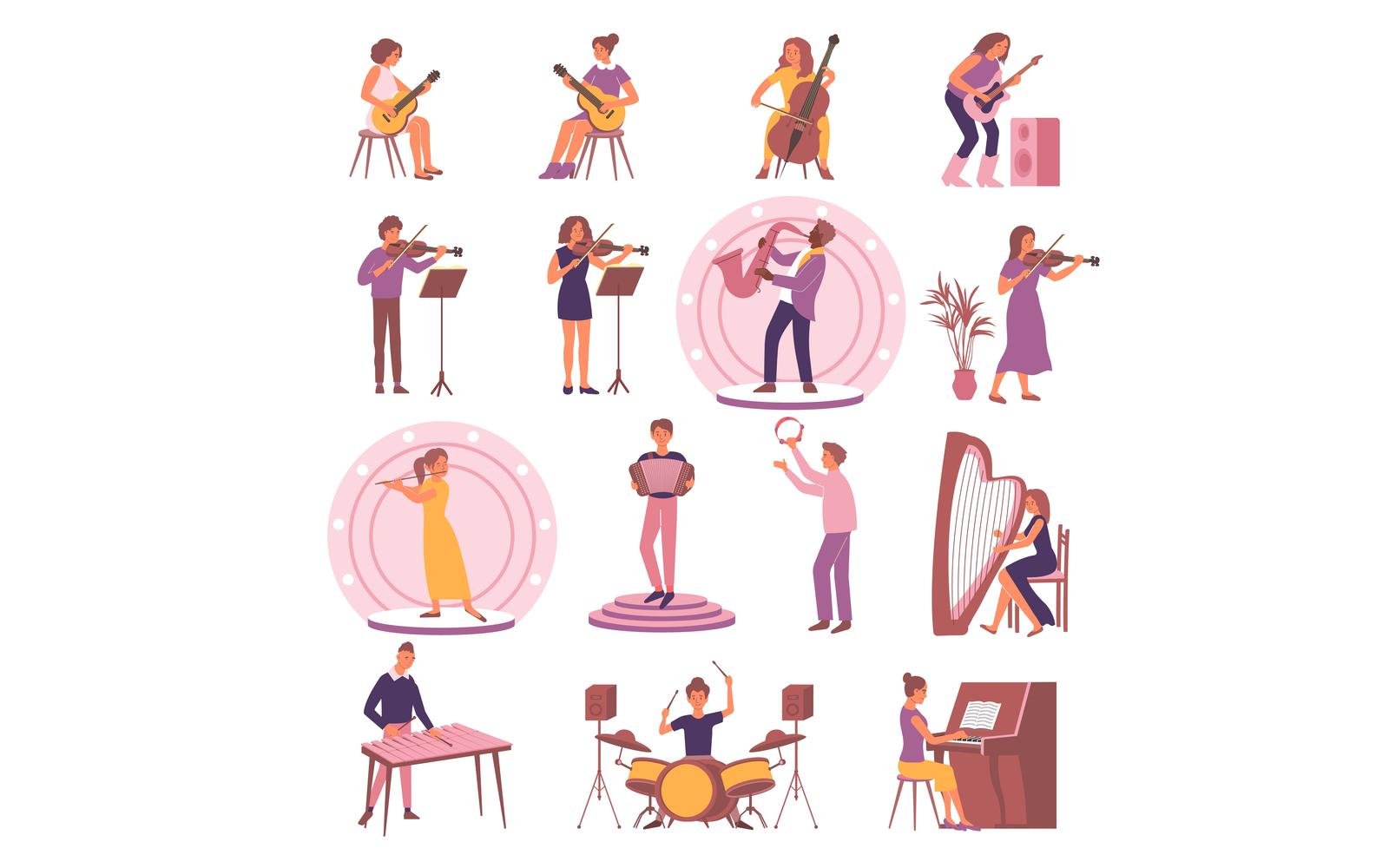 Learning Music Set Flat 201050621 Vector Illustration Concept