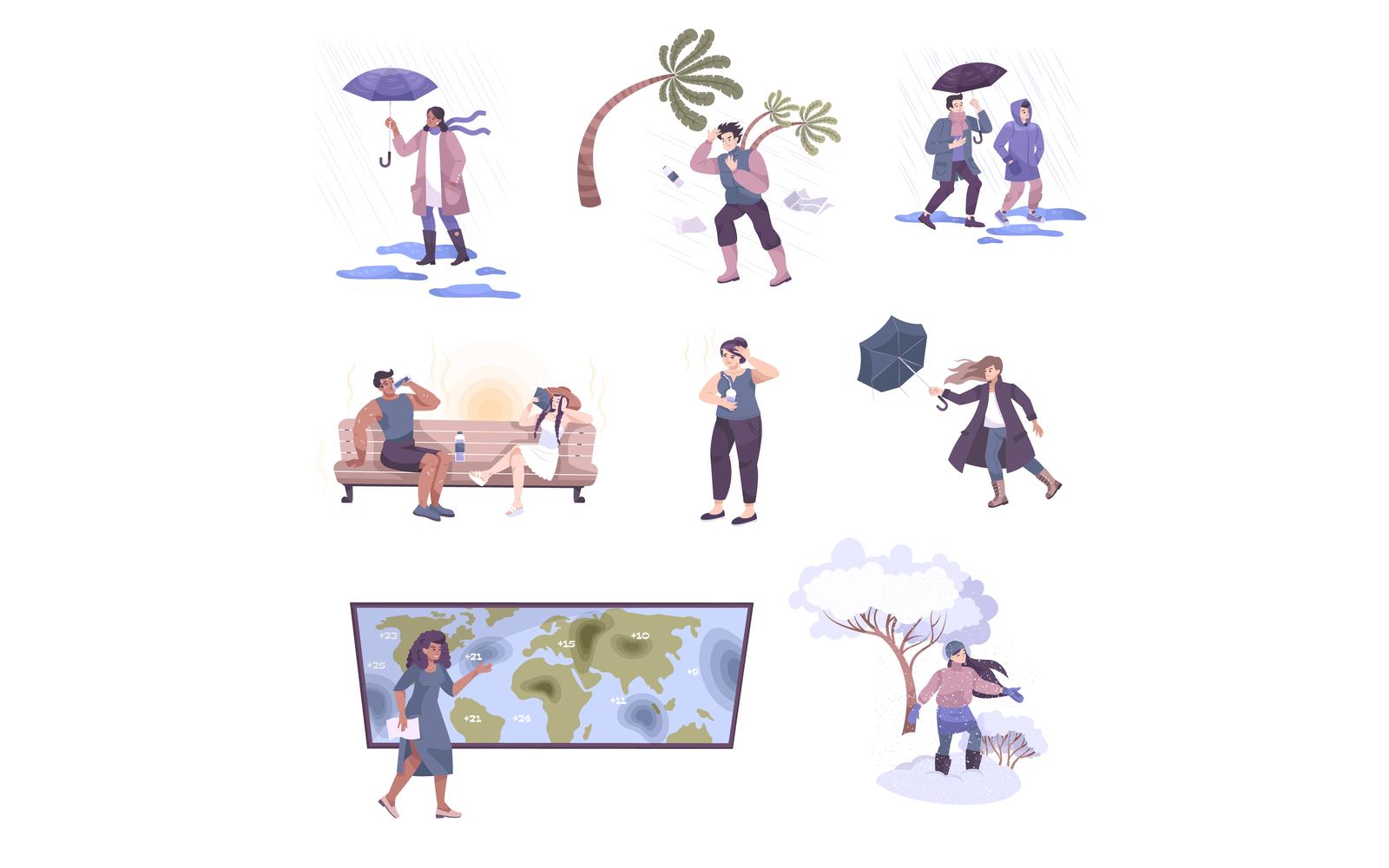 Weather Set Flat 201050710 Vector Illustration Concept