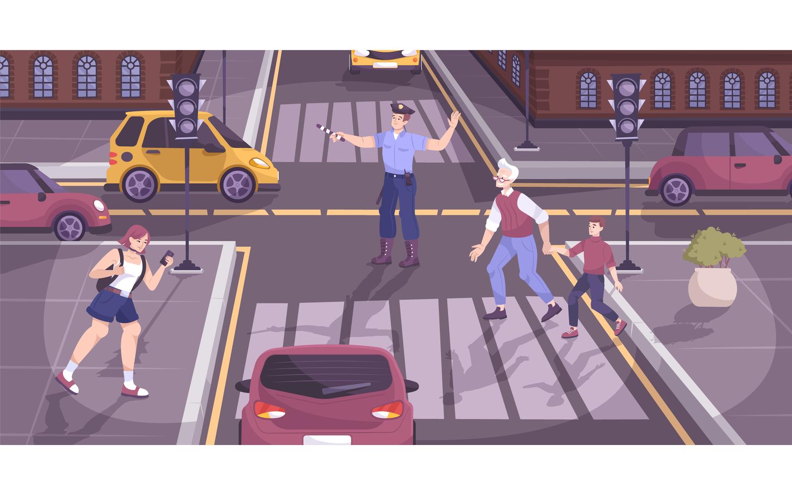 Police Traffic Regulation Flat 201050738 Vector Illustration Concept