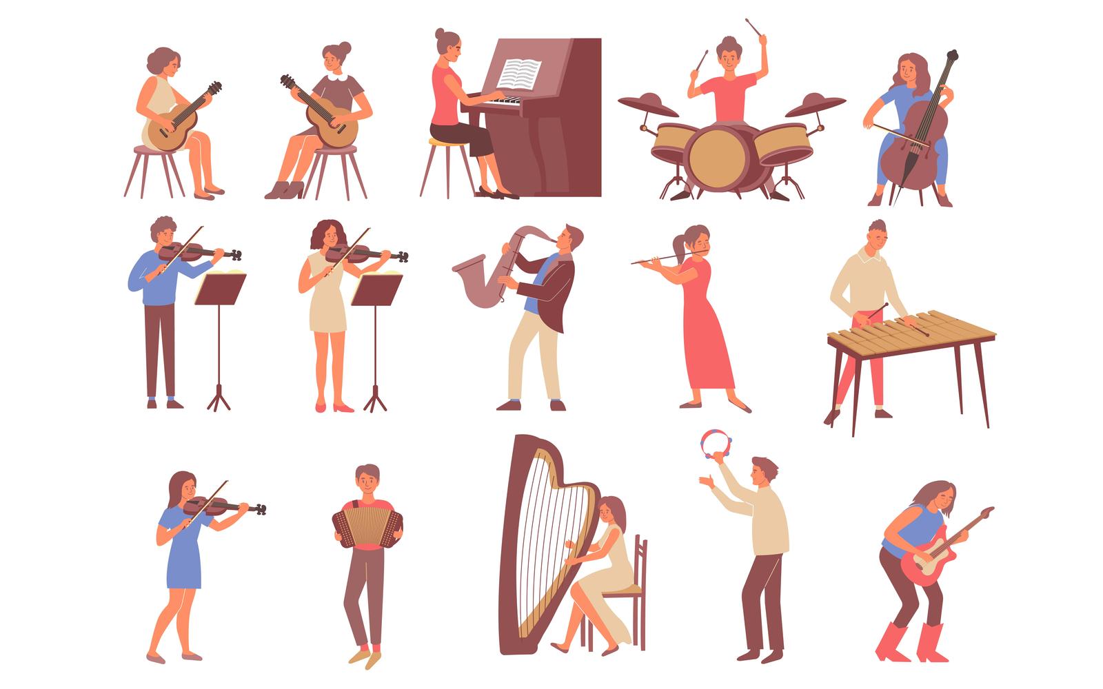 Learning Musical Instruments Set Flat 201050612 Vector Illustration Concept