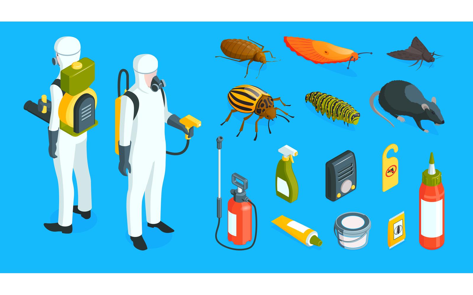 Isometric Pest Control Color Set 201050402 Vector Illustration Concept