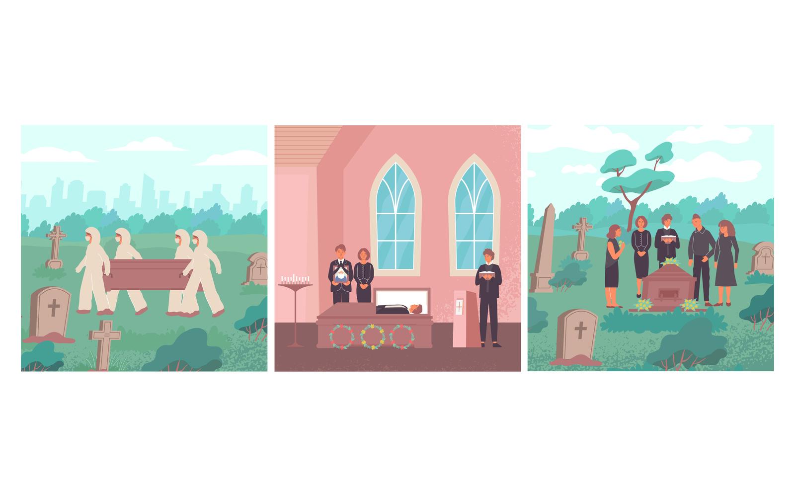 Funeral Illustration Flat 201050631 Vector Illustration Concept