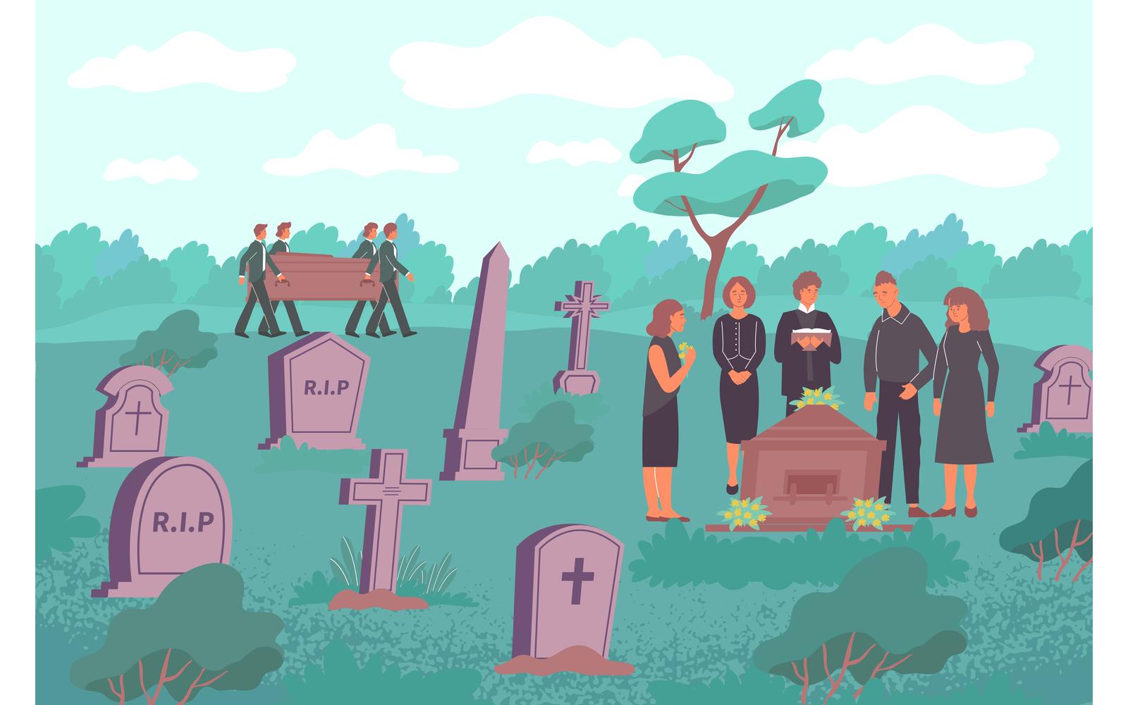 Funeral Flat 201050625 Vector Illustration Concept