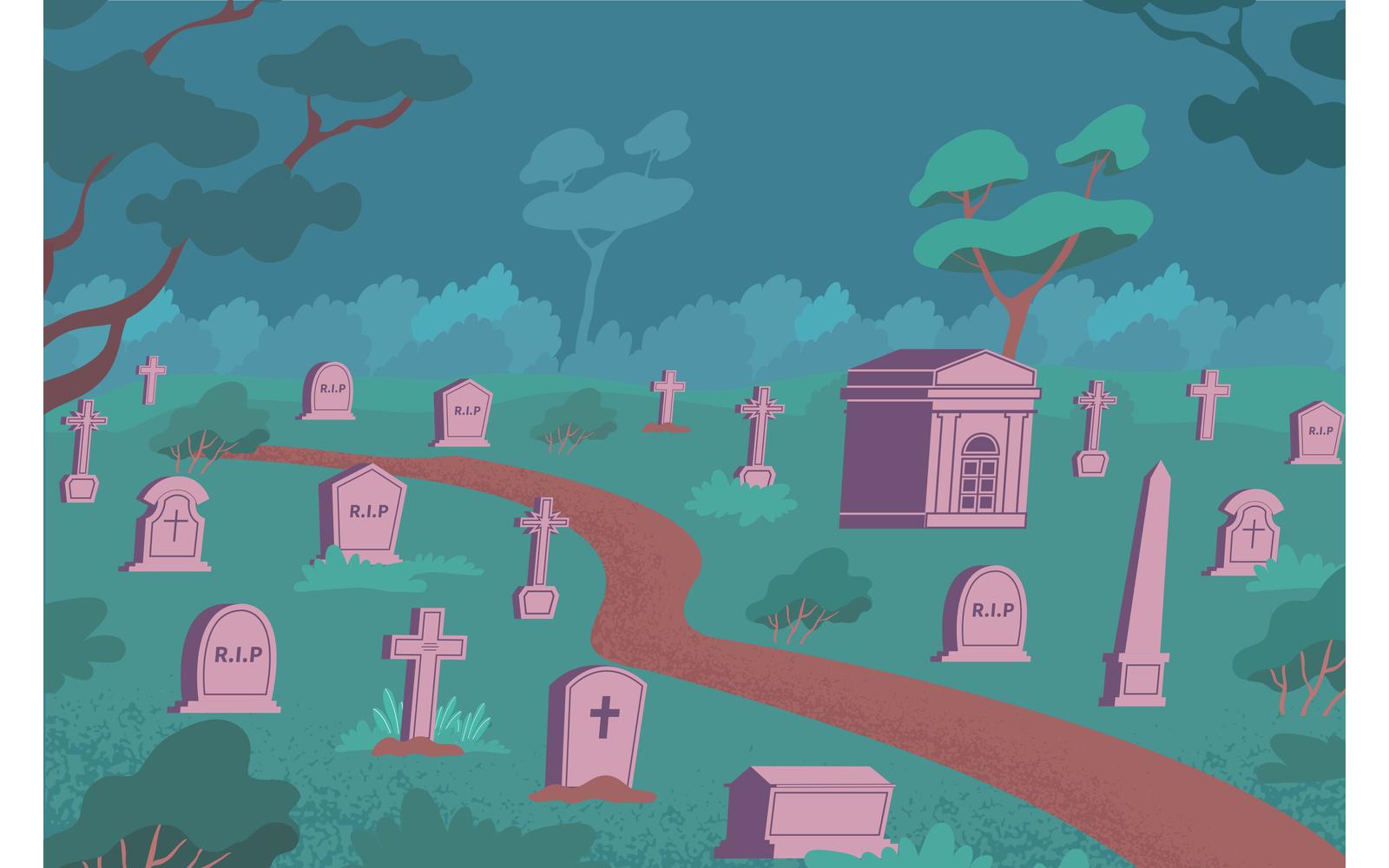 Cemetery Flat 201050624 Vector Illustration Concept