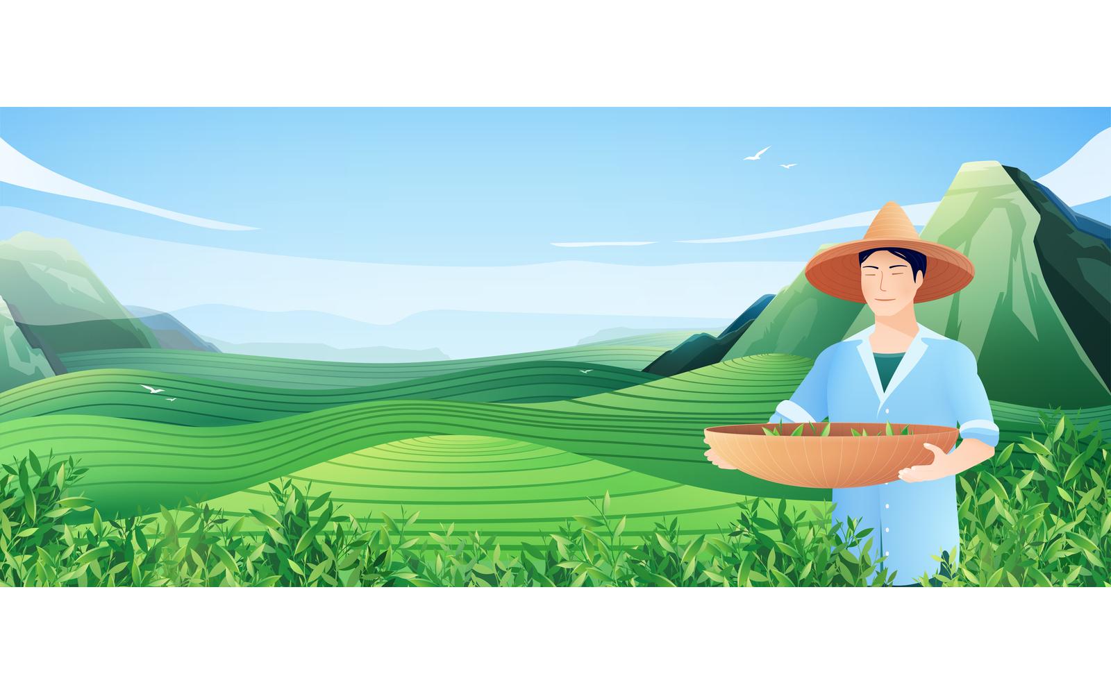 Natural Tea Production Flat Composition 2 201030932 Vector Illustration Concept