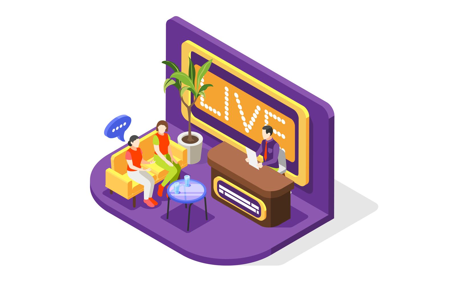 Isometric Quiz Tv Show Composition 201030104 Vector Illustration Concept