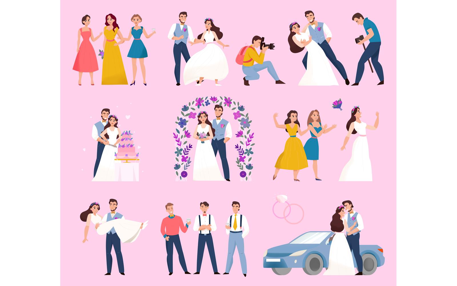 Marriage Ceremony Wedding Color Set 201030524 Vector Illustration Concept