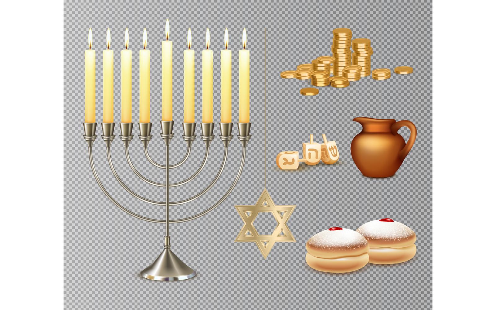 Hanukkah Realistic Set Transparent 201021127 Vector Illustration Concept