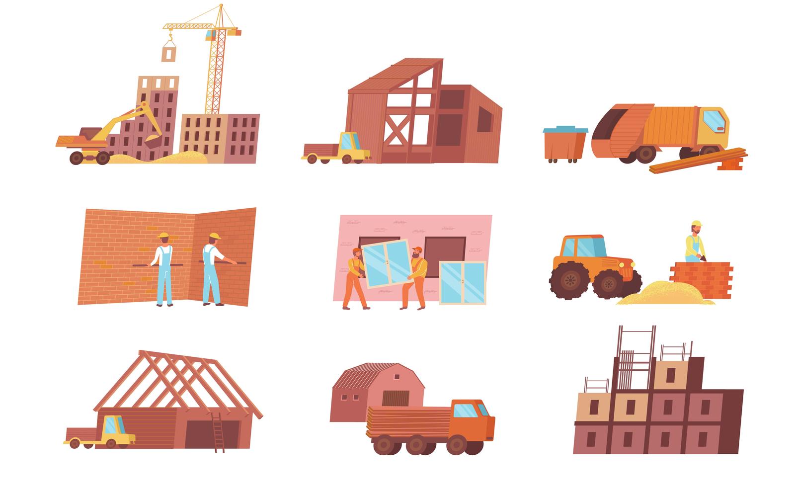 Home Construction Set Flat 200950613 Vector Illustration Concept