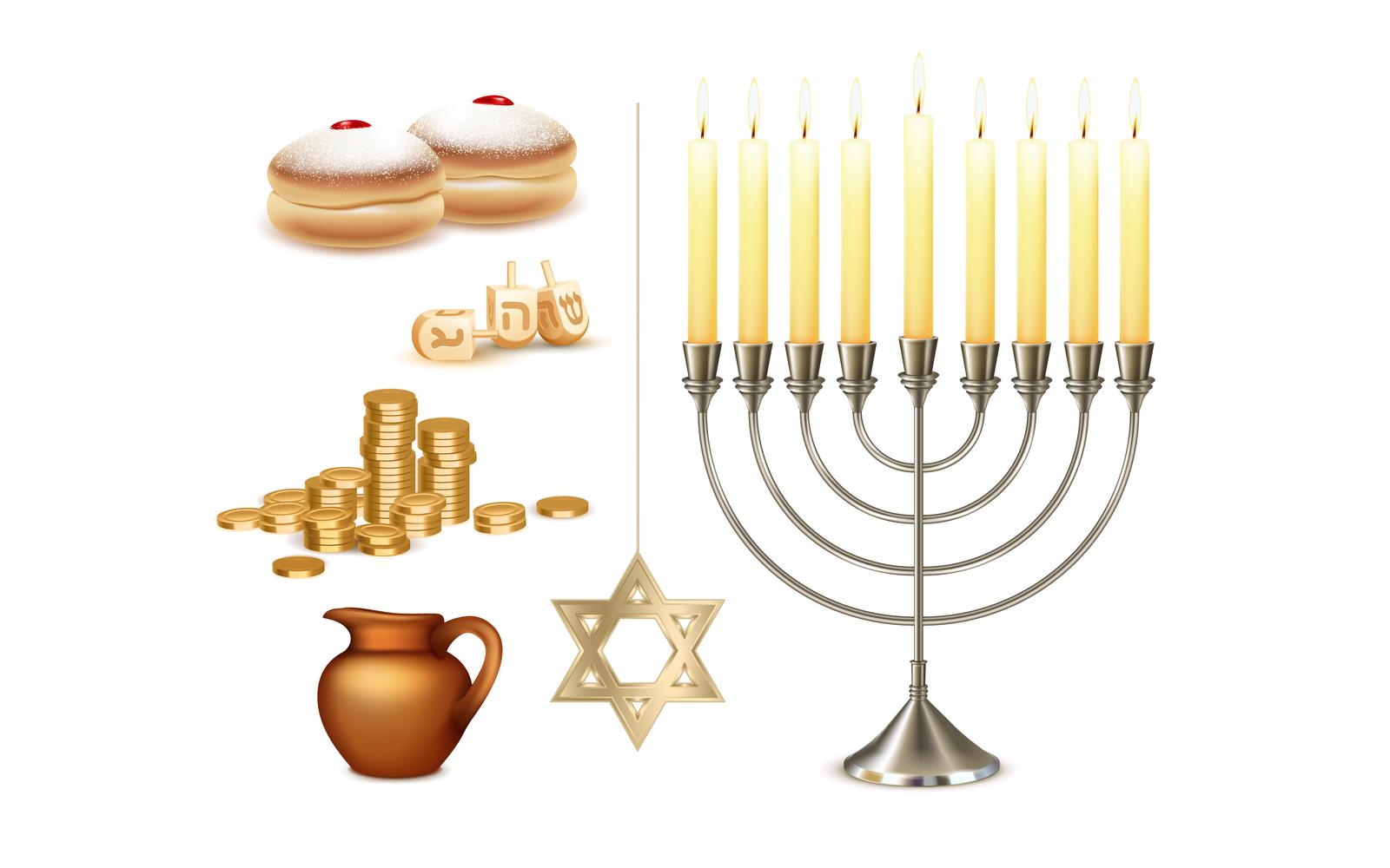 Hanukkah Realistic Set 201021122 Vector Illustration Concept