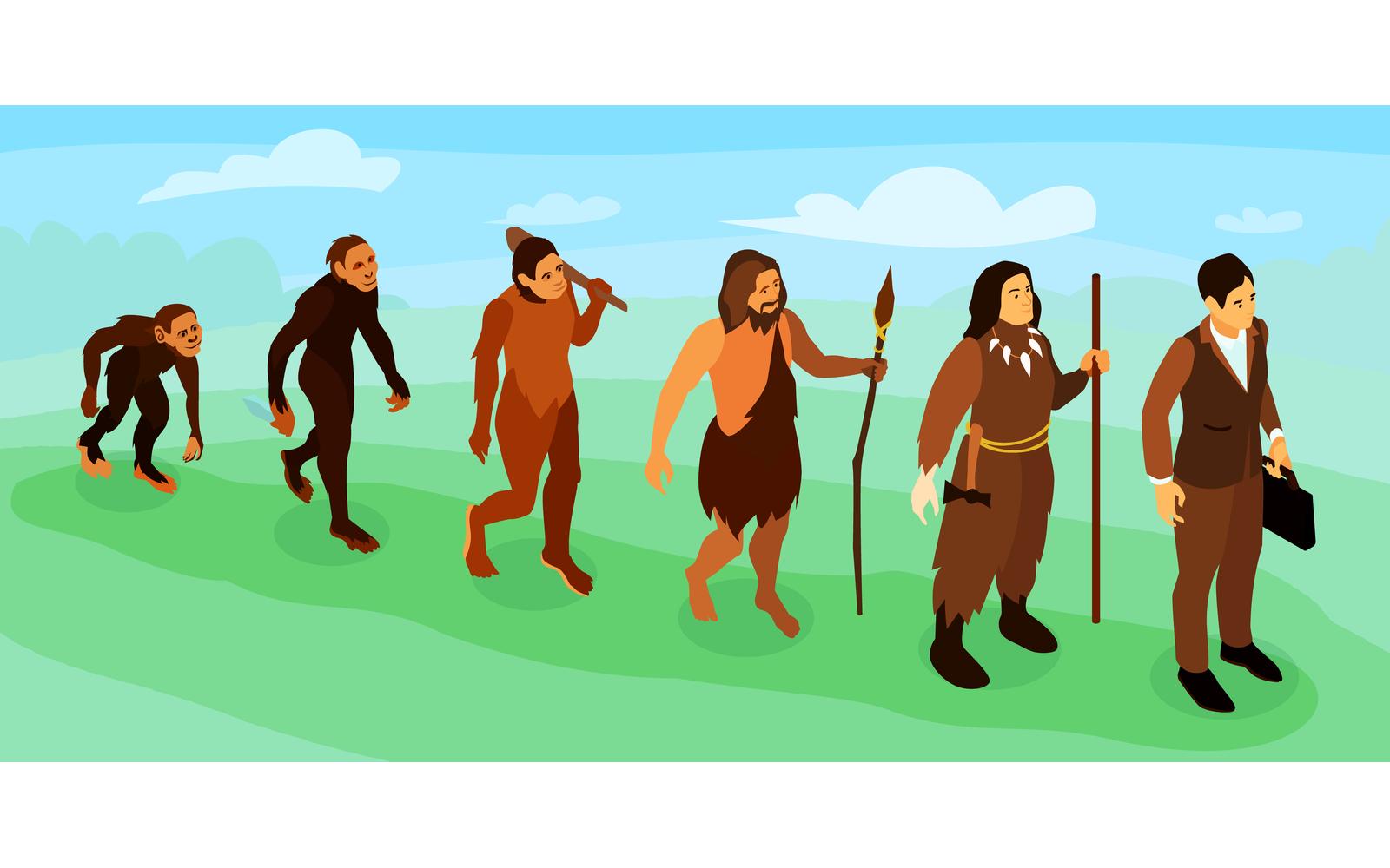 Isometric Human Men Evolution 201003201 Vector Illustration Concept