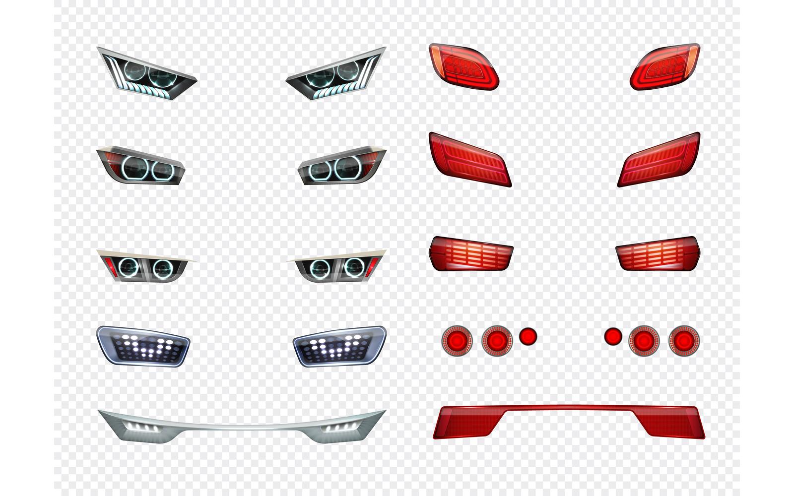 Car Headlights Realistic Transparent Set 201012303 Vector Illustration Concept