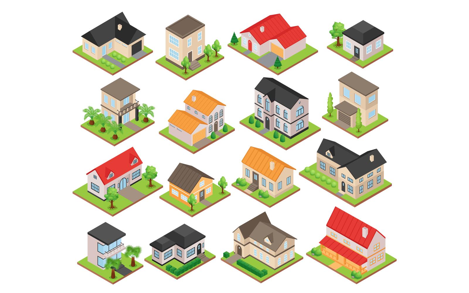 Isometric Private House Set 201012109 Vector Illustration Concept