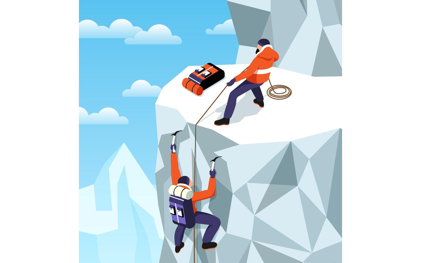 Isometric Mountaineering Illustration 201010530 Vector Illustration Concept