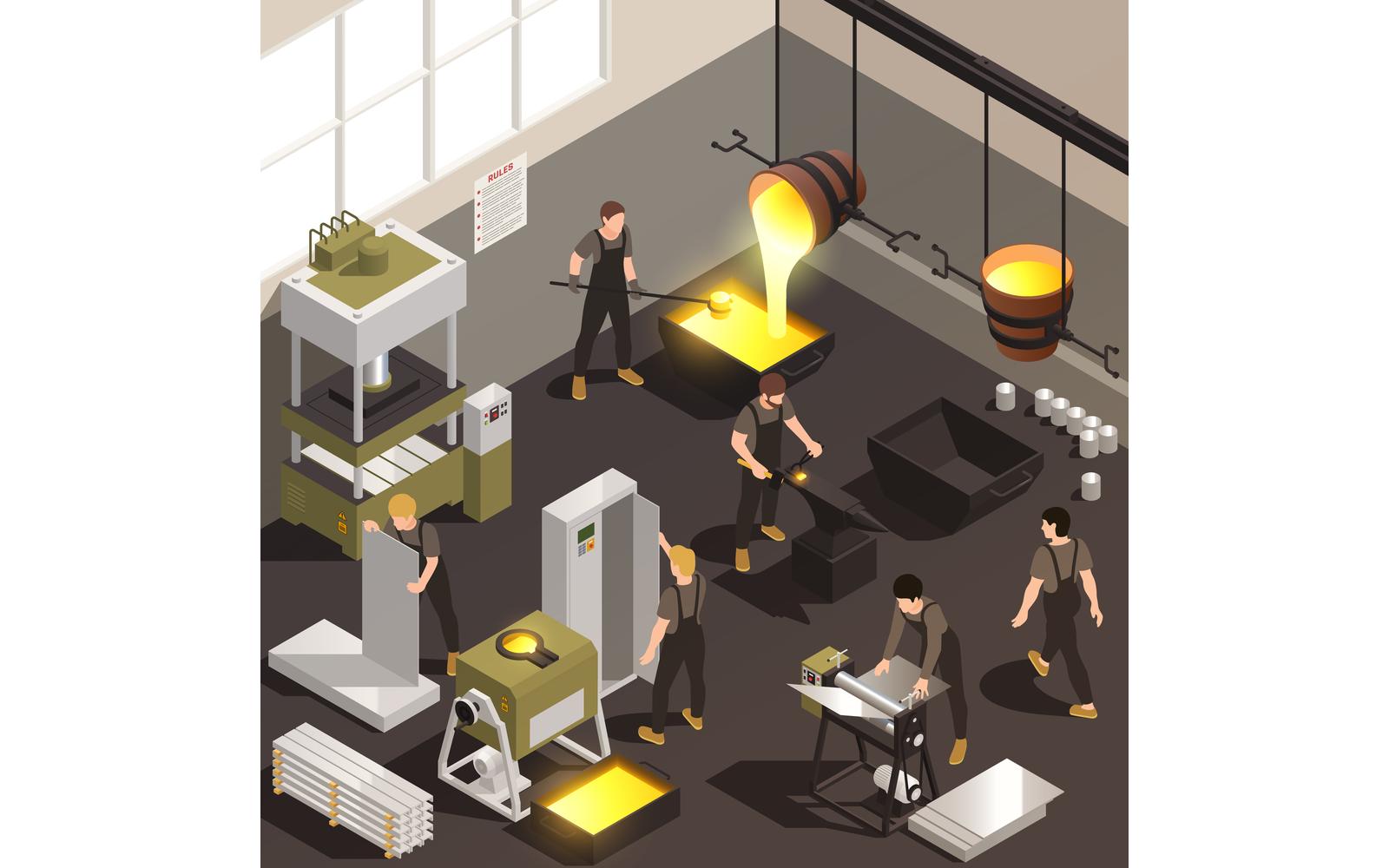 Metalworking People Isometric 201010113 Vector Illustration Concept