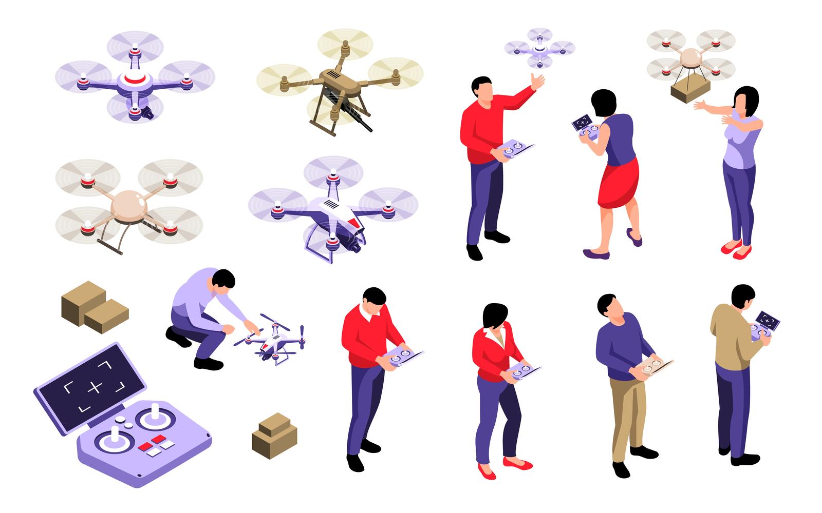 Isometric Drone Operator Set 201010508 Vector Illustration Concept