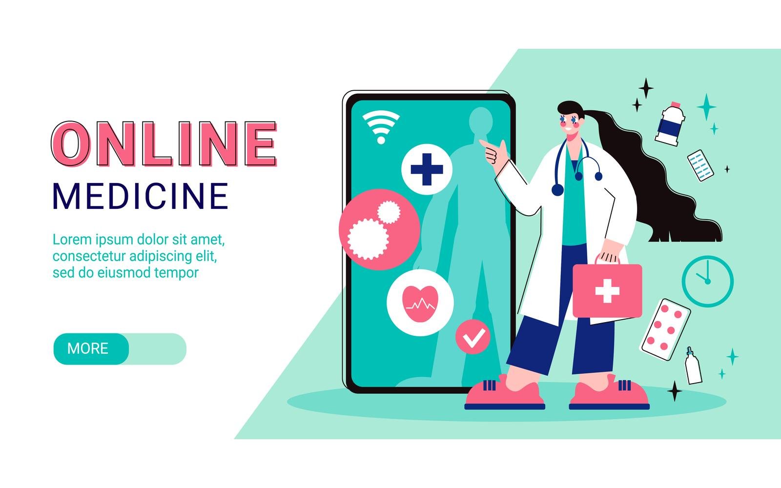 Online Medicine Horizontal Banner 200960513 Vector Illustration Concept