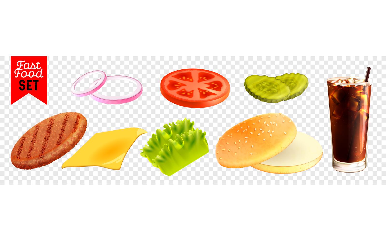 Realistic Fast Food Set 200900709 Vector Illustration Concept