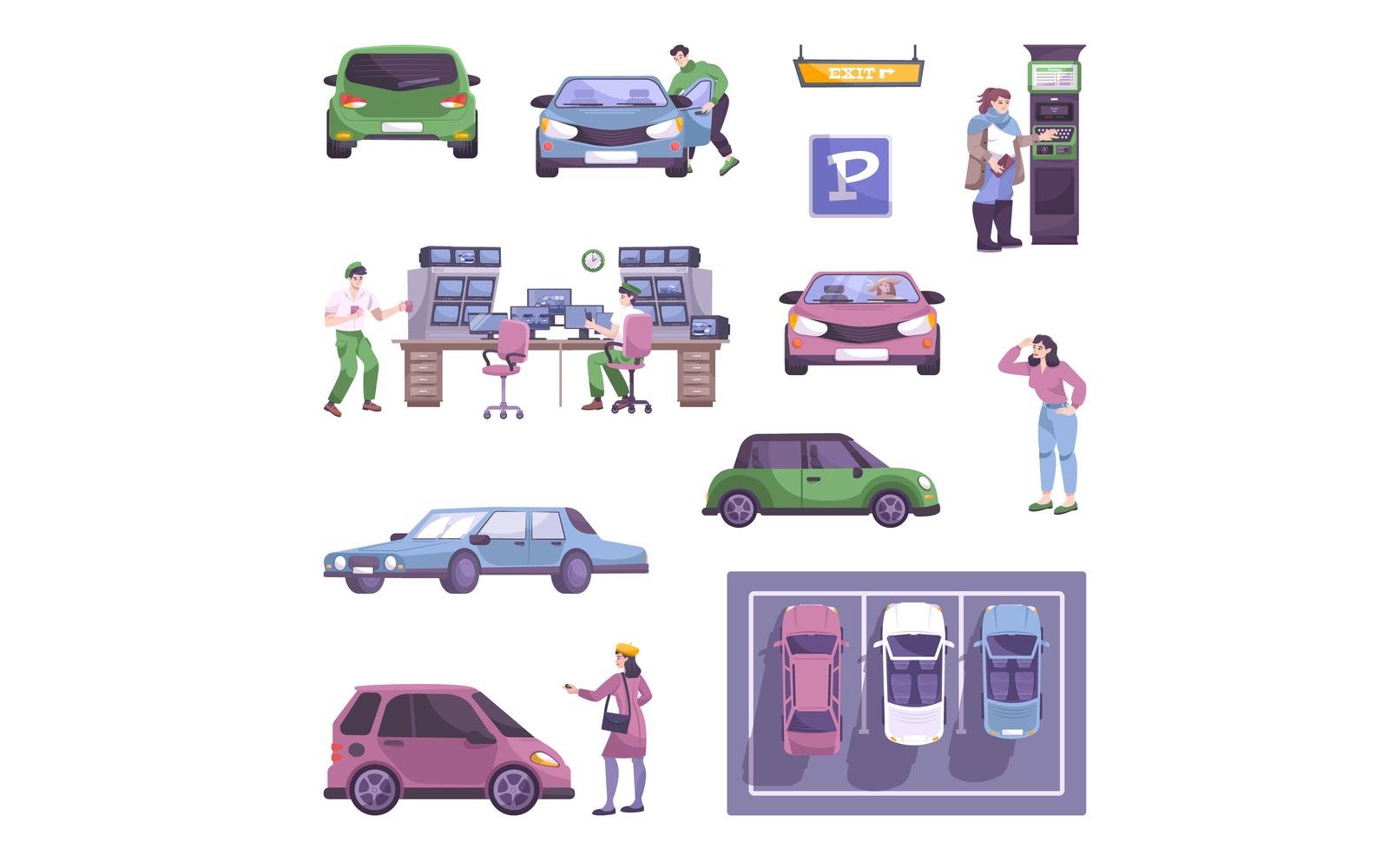 Parking Set Flat 200950721 Vector Illustration Concept