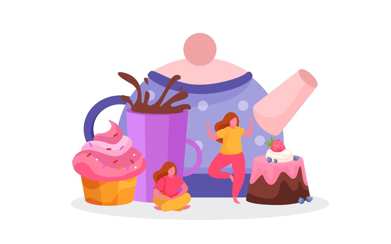 Tea Time Flat Background 200940207 Vector Illustration Concept