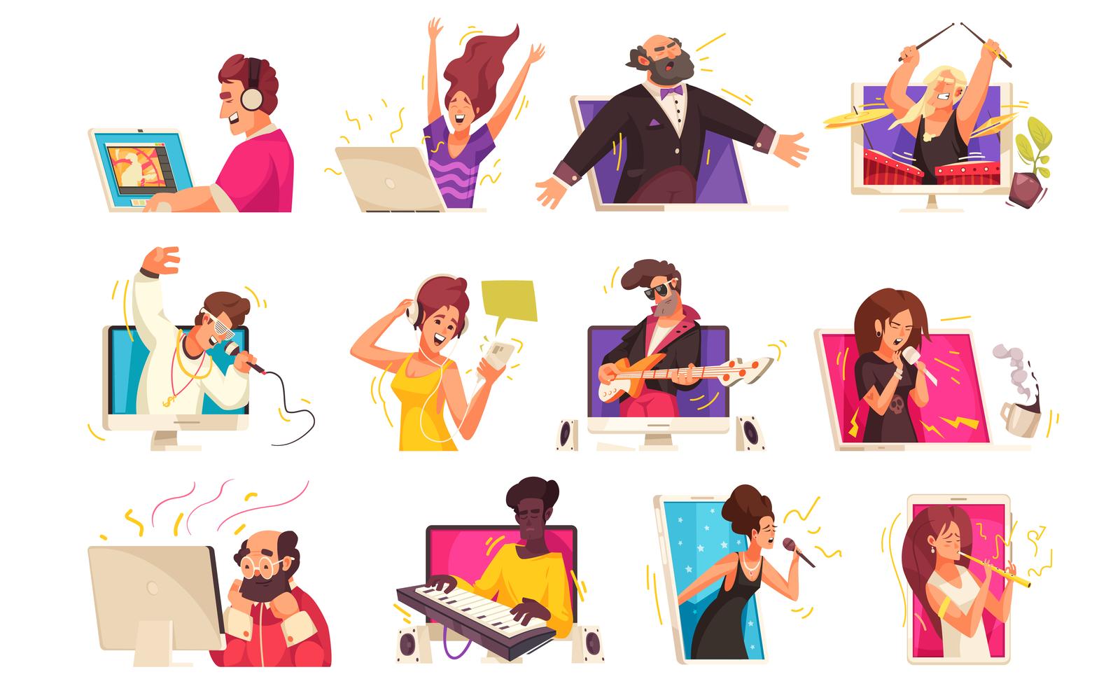 Online Music Content Set 200912605 Vector Illustration Concept